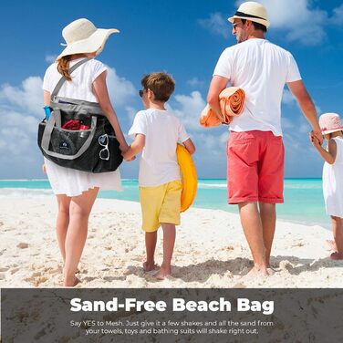 Red Suricata Large Mesh Beach Bag - Beach Bags and Shopping Bags (Black/Gray)