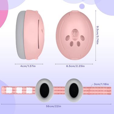 Навушники для захисту слуху дитини 0-36 місяців, 25 dB, рожеві. Безпечний та заспокійливий захист від шуму, ідеально для подорожей та сну.