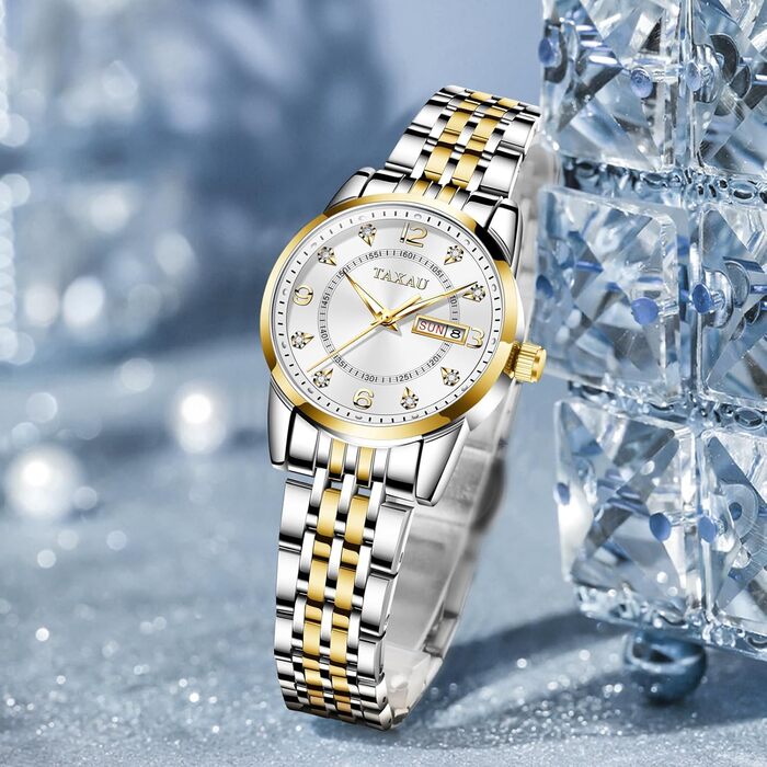 Жіночі годинники з арабськими цифрами, маленьке циферблат, Easy Read, дата, з нержавіючої сталі, водонепроникні, Reloj para Mujer (8102g)