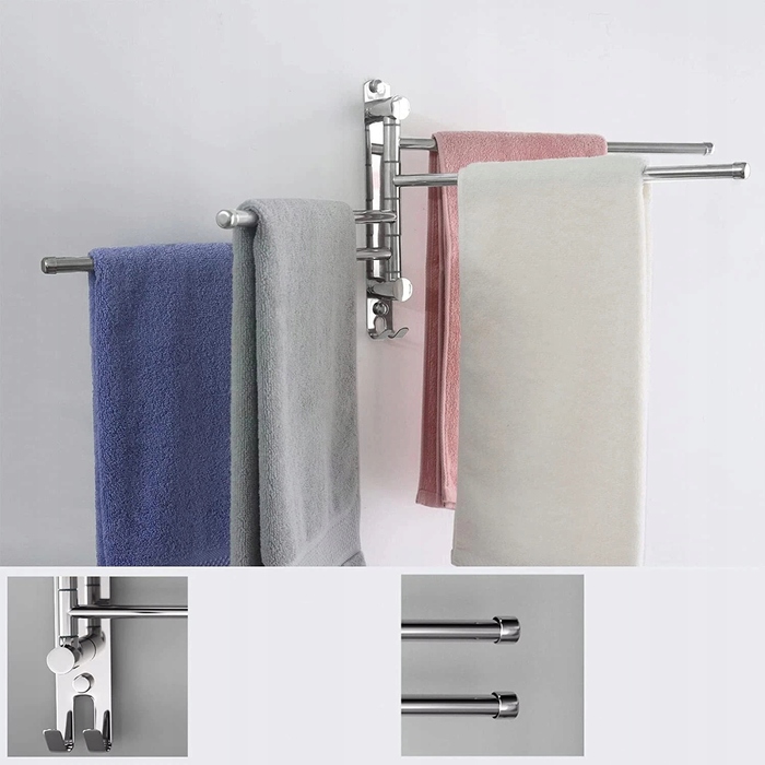 Поворотний вішак для рушників у ванну кімнату, настінний тримач-гачок