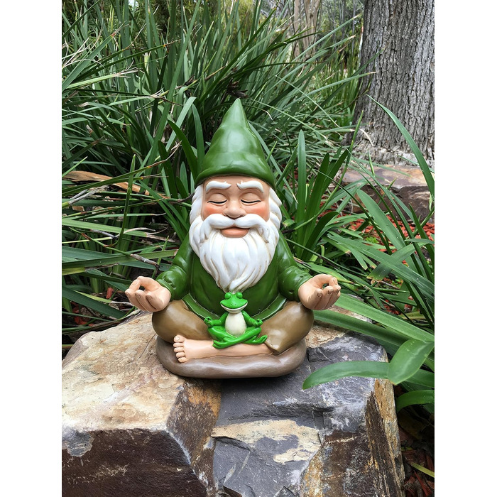 GlitZGlam Zen-Zwerg – Peace and Tranquility for Your Fairy Garden and Garden Gnomes 9 Inch Tall Miniature Figurine