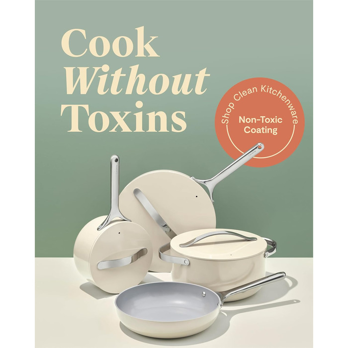 Набір посуду з антипригарним покриттям Caraway (12 предметів): каструлі, сковороди, без PTFE та PFOA, для всіх плит, сумісний з духовкою