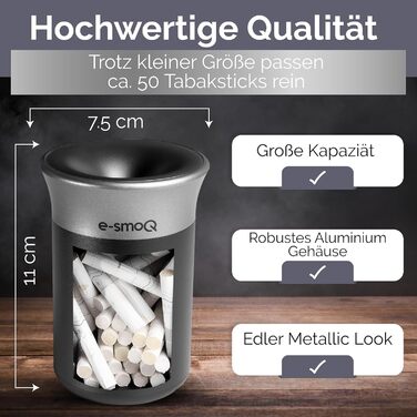 Електронна попільничка e-smoQ для HEETS, IQOS 3 Duo, Iluma Terea, герметична з кришкою, для авто, 4 кольори (чорний, сірий) – аксесуар для тютюнових стиків