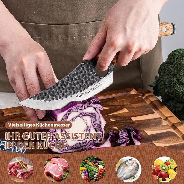 Набір кухонних ножів Ruffulon: кухарський, м'ясний, для грилю, з високоякісної нержавіючої сталі, професійний, ергономічна ручка