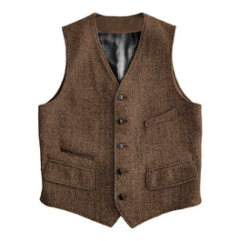 Жилет чоловічий SOLOVEDRESS вовняний, формальний, Regular Fit, для весілля, для наречених та гостей, коричневий