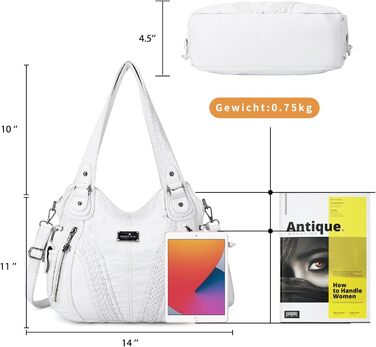 Сумка жіноча AngelKiss через плече, біла, PU шкіра, водонепроникна, з кишенями на блискавці