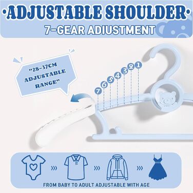 Дитячі вішалки для одягу HGYZE, що ростуть разом з дитиною, 20 шт. (різнокольорові). Зі зручним гачком та підвішуванням для штанів. Економія місця в шафі.