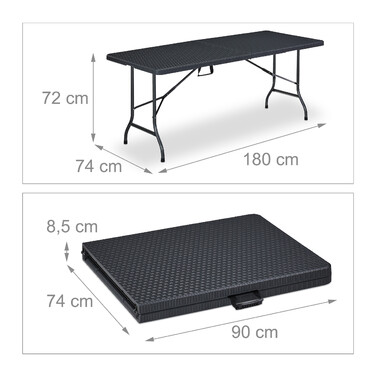 Relaxdays Garden Table with Black Rattan Look