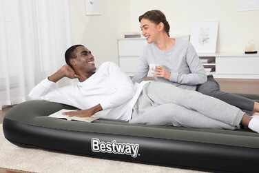 Надувне ліжко Bestway TriTech з вбудованим акумулятором та насосом Double XL, 203 x 152 x 30 см, сірий колір