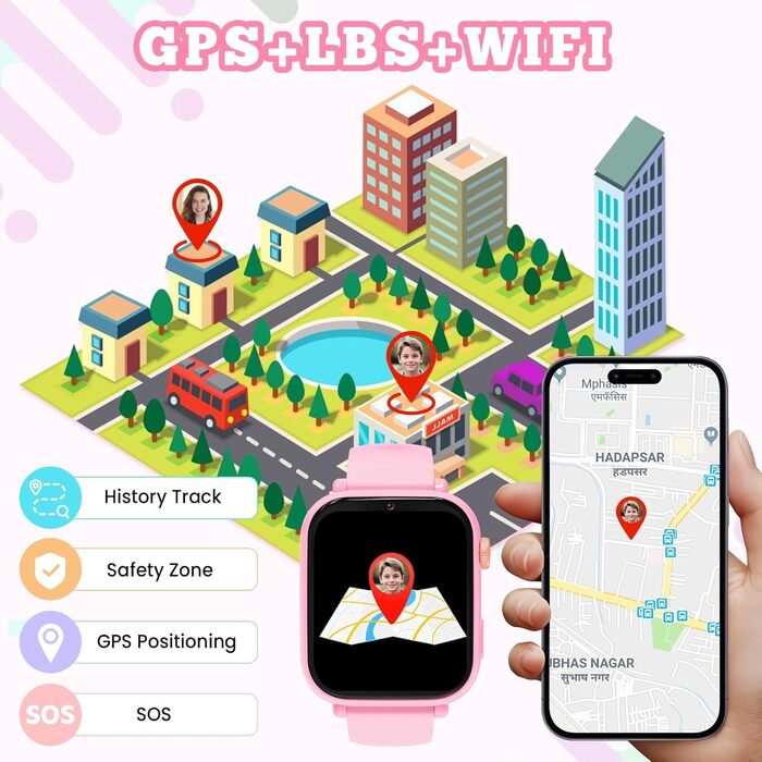 Дитячий розумний годинник Kinder Smartwatch з GPS, 4G, відеодзвінками, SOS та іграми для дітей 4-12 років (рожевий)