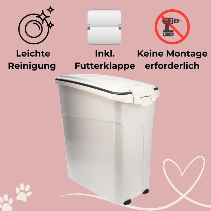 Airtight Food Container with Lid - 54L Pet Food Storage Box for Dog & Horse Dry Food