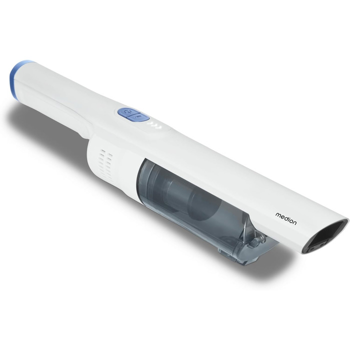 MEDION MD11515: Бездротовий акумуляторний пилосос 2-в-1 (білий) з насадкою для підлоги та трубою, BLDC мотор, HEPA 13 фільтр, 20 kPA, станція зарядки