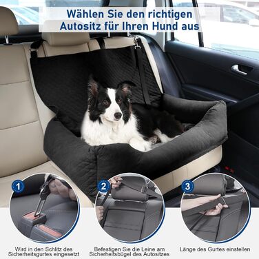 Honey Paws Dog Car Seat for Medium & Large Dogs - Universal Backseat Cover for Small/Medium Dogs up to 25kg - Non-Slip, Washable, Deep Black