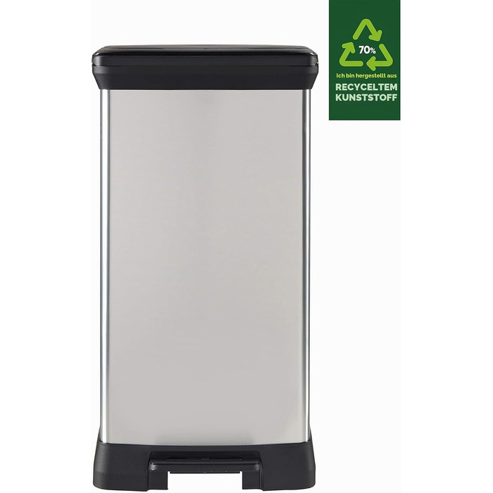 Сміттєвий кошик Curver Deco Bin Metallic's на 50 л з педаллю, пластиковий, сріблястий