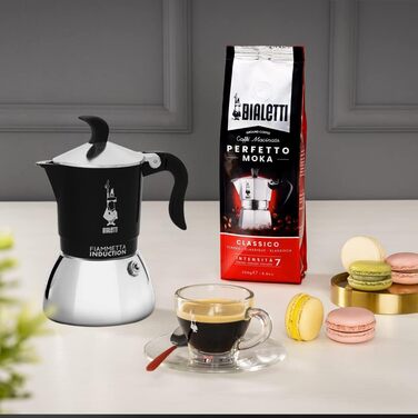 Bialetti Flame Induction Coffee Maker, Aluminum, Steel, Black, 4 Cups
