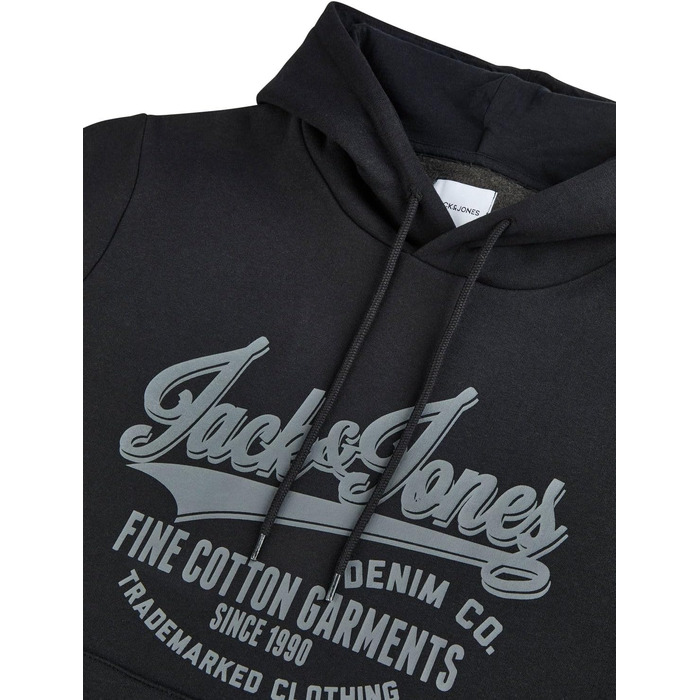 Чоловічий худі Jack & Jones Regular Fit JJEADRIAN з принтом, чорний (розмір 8XL)