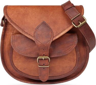 Жіноча шкіряна сумка LEABAGS Vintage Cognac, преміум натуральна шкіра, велика крос-боді, на плече, для роботи, університету, школи та відпочинку, розмір L (28x23x8 см)