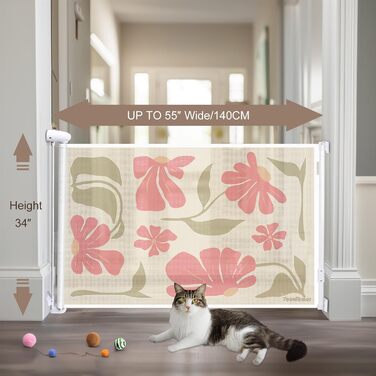 Захисний бар'єр для дитячих воріт, розтяжний, 0-140 см. Захист від падіння для дітей, котів та собак. Підходить для сходів, дверей, внутрішнього та зовнішнього використання. Розміри: 86x140 см