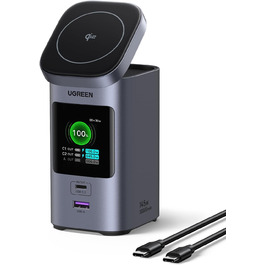 Power Bank UGREEN Nexode 20000mAh 145W з Qi2, 15W бездротовою зарядкою та TFT дисплеєм, сумісний з iPhone 16/15, MacBook