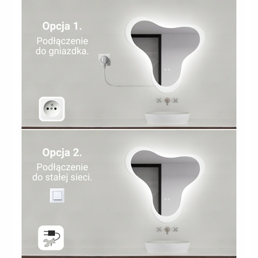 LED-дзеркало у ванну кімнату 80x77 см, неправильної форми, з підсвіткою та функцією ANTI-FOG (запобігання запотіванню)