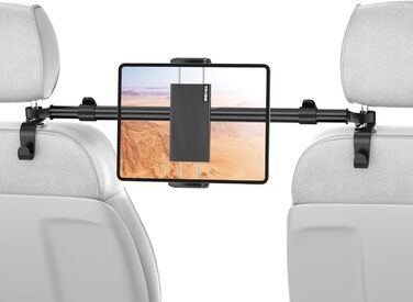 Автотримач для планшета TRYONE, універсальний, регульований, для підголівника, 4,7-12,9 дюймів, з 2 гачками, чорний, сумісний з iPad, Samsung Galaxy Tab, Switch, смартфонами