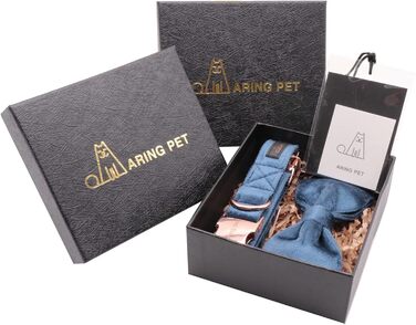 Елегантний ошийник для собак Aring з бантиком, м'який велюровий ошийник, регульований, темно-синій, подарунок для дівчаток та хлопчиків