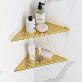 Neodrain Shower Shelf Corner Stainless Steel 304 Shower Storage Shelf Golden Recessed Shower Basket Holder for Bathroom, Kitchen, 2 Pieces