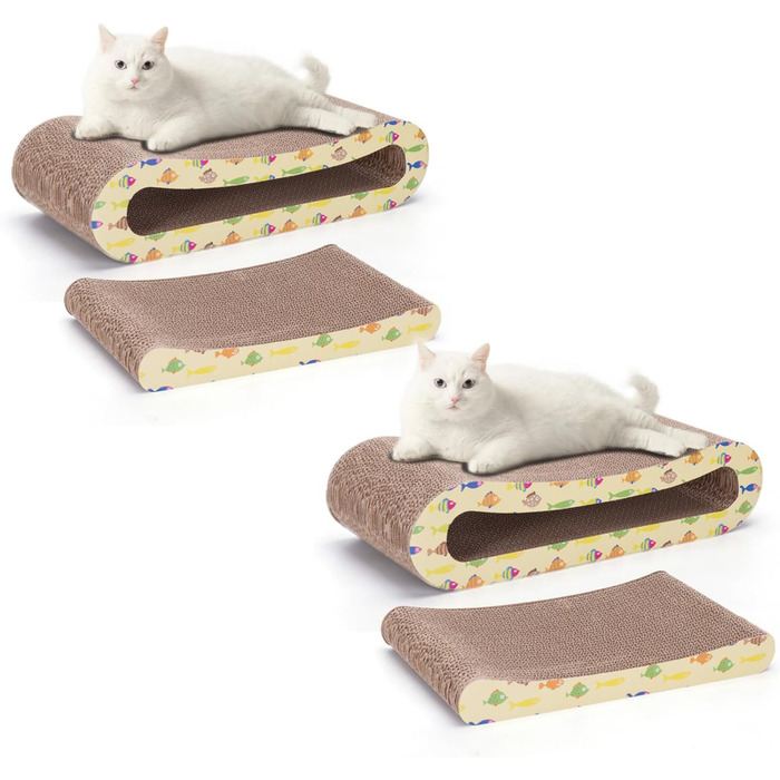 2 x Cat Scratch Board Scratch Cardboard for Cats 2 in 1, Cat Scratcher with Catnip, Recyclable Quality Cardboard Scratch Pad, Scratch Pads Double-Sided Available