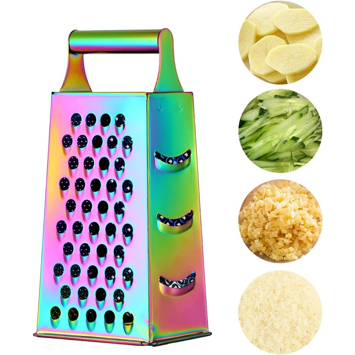 Тёрка YDware з нержавіючої сталі, квадратна, 23,7 см, для овочів, 1 шт. (Райдужна)