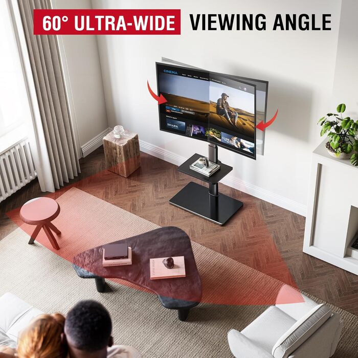 Підставка для телевізора Boden для 32-65 дюймів, поворотна (60°), регульована по висоті (8 ступенів), чорна, до 40 кг, VESA 400x400