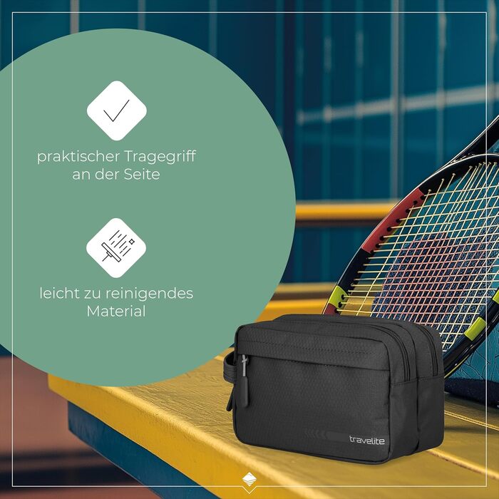Косметичка для ручної поклажі Travelite Kick Off: практична культбагаж для подорожей та спорту, 26 см, 5 л, сірий (чорний)