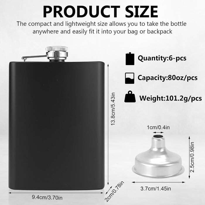 Набір фляг з нержавіючої сталі, рожевий, 8oz/240мл, 6 шт. з келихами для шотів, шкіряний чохол, для подорожей, вечірок, подарунків