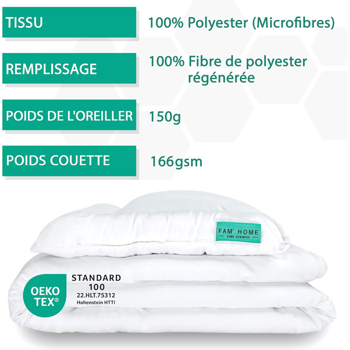 FAM' Home Baby Duvet and Pillow Set Cheeky Fox, Children's Duvet 100 x 135 and 40x60 cm Pillow | Oeko-Tex Standard 100 Certified | Anti-allergy Option | Suitable for 70x140 cm beds, 100 x 135 cm and 40x60 cm all-season duvet
