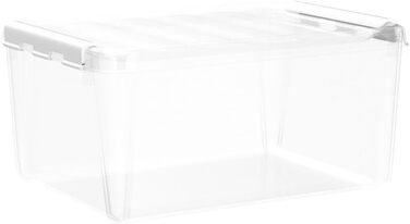 SmartStore - 4x Storage Box with Lid Classic 8L (34x25x16cm) | Stackable Box with Lid | Food-Safe Plastic Box | Plastic Box with Lid & Reinforced Corners | 10 Year Warranty (14.0l)