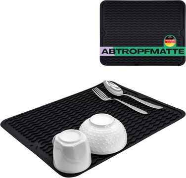 Килимок для посуду Netrox Silikon великий та малий - харчовий, легко миється, неслизький та термостійкий до 230°C - підставка для посуду, сушарка для посуду, килимок на кухонну мийку 40x30 см