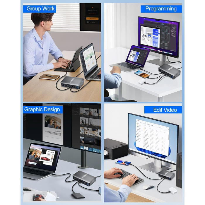 Зарядний пристрій USB-C GaN III 1000W 10-в-1 PD140W/100W QC20W для MacBook, iPad, iPhone, HP, Samsung Galaxy та ін.