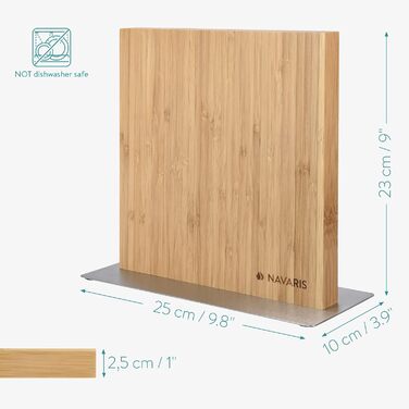 Navaris Double-Sided Magnetic Knife Holder made of Bamboo - Magnetic Knife Block, Knife Board, Double-Sided Magnetic Knife Holder - Unfilled Knife Holder