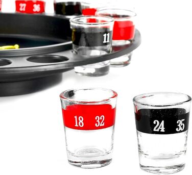 Рулетка для пиття Shot Glass Roulette набір 16 предметів, пластик, червоно-чорний