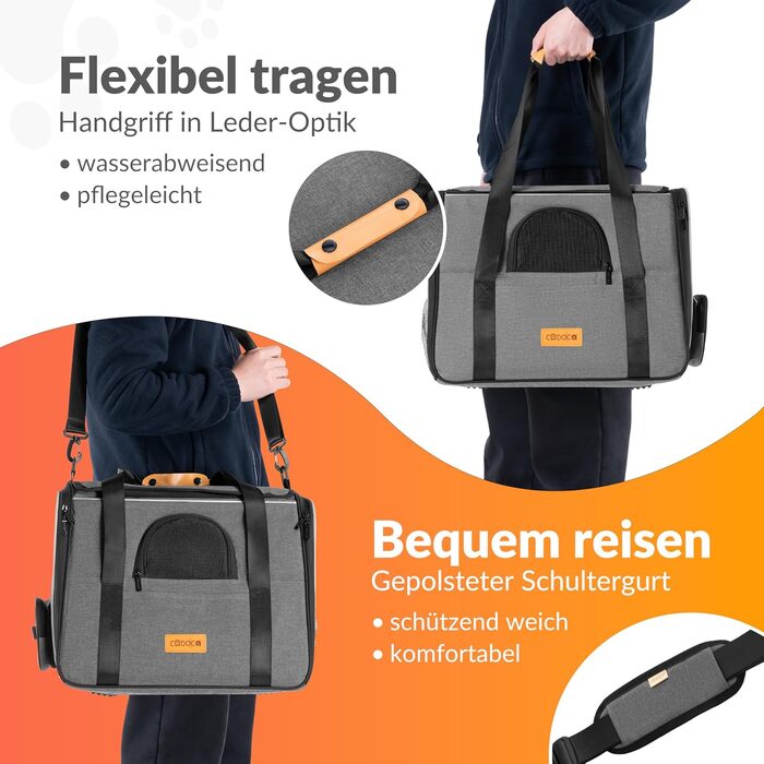 Транспортна переноска для котів до 20 кг, складна, з сонце- та дощовим дахом, плечовим ременем, мискою, дихаюча, комфортна, з обертовим матрацом, сіра