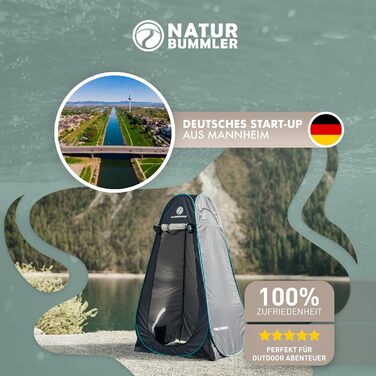 Намет для душу NaturBummler Pop-Up з захистом приватності, водонепроникний, з 5 кишенями та підлогою (1,9 м висота) – мобільний туалетний намет, переодягальня, захист від вітру для кемпінгу, пляжу, відпочинку на природі