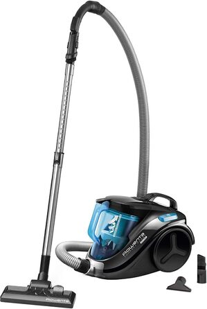 Rowenta RO3731 Compact Power Cyclonic | Bagless Vacuum Cleaner | Quiet | 750 Watt | 1.5 Liter Capacity | Black/Blue 1.5L Dust Box