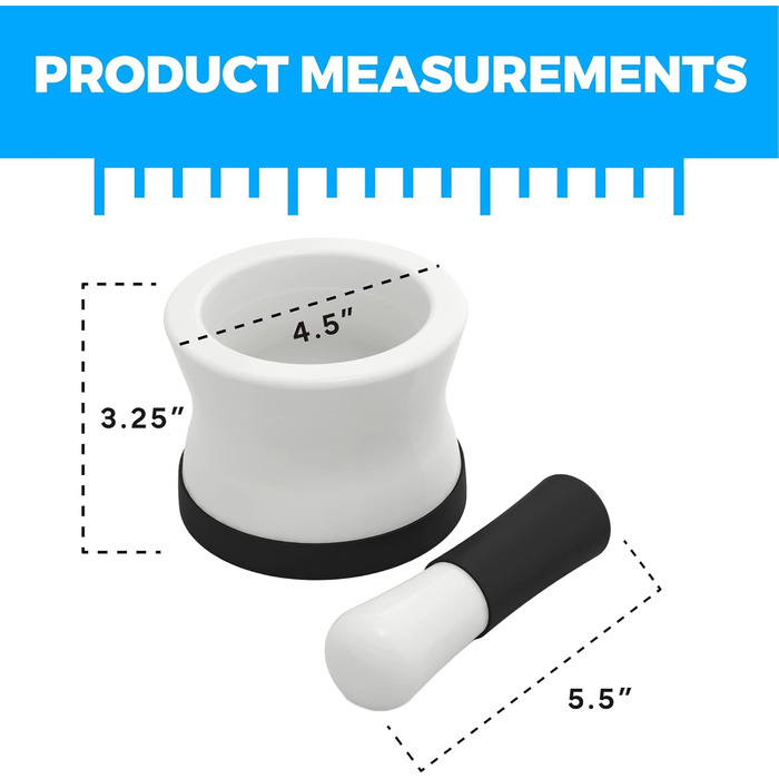 Набір для розмелювання спецій EZ-Grip: ступка та товкачок з силікону та порцеляни, чорний (11,5 см)