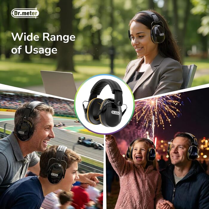 Захисні навушники Dr.meter SNR 31dB: комфортні та регульовані для дорослих, чорно-жовті