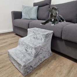 Сходинки для собак TRUTZHOLM - 3 сходинки, пандус для ліжка та дивану, знімний, пральний плюшевий чохол антрацитового кольору, міцні, для собак та котів, для захисту суглобів