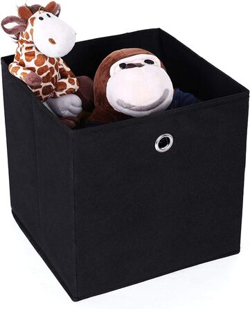 SONGMICS Storage Box, 6 Pack, Folding Box, Foldable Organizer, with Finger Hole, 30 x 30 x 30 cm, Black, RFB02H-3