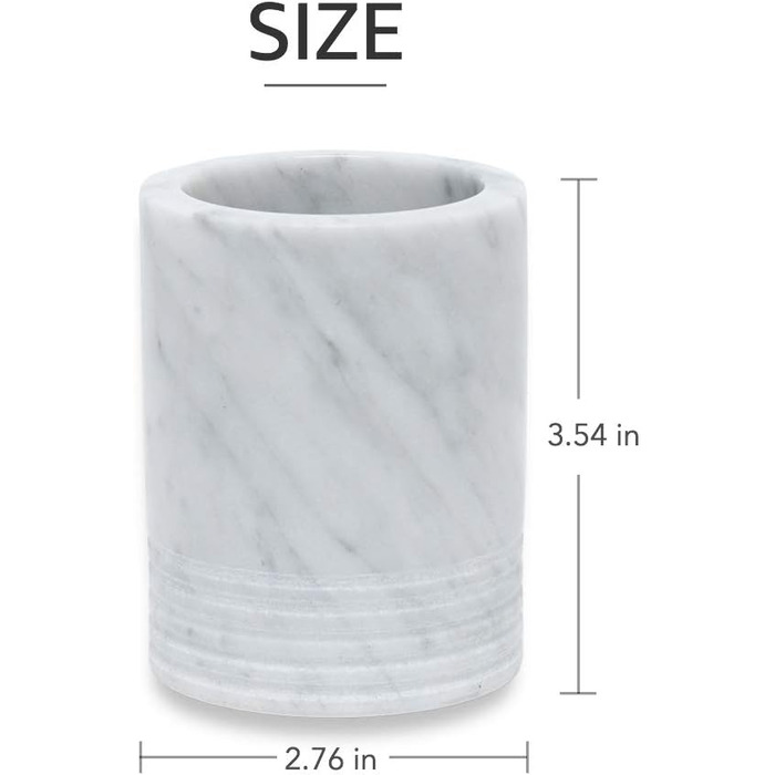JIMEI Toothbrush Holder, Toothbrush Cup made of Natural Marble, Spa Collection, Makeup Brush Holder, Bathroom Accessories Organizer