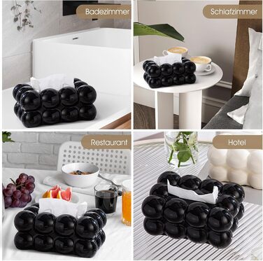 Baoblaze Fashion Cosmetic Tissue Holder, Non-Slip, Creative Tissue Box Cover, Rectangular Decorative Tissue Holder for Desks and Tables, Kitchen, Office, Nightstand, Black