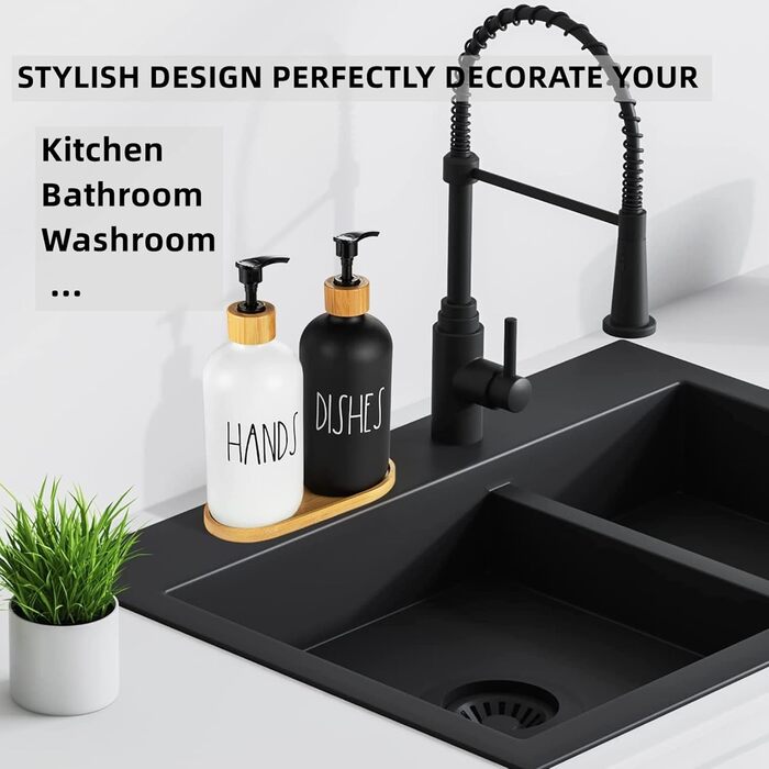 Набір флаконів для шампуню та гелю для душу, 500 мл, 3 шт. (чорний)