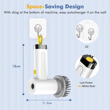 Electric Cleaning Brush, Spin Scrubber for Bathroom and Grout, Cleaning Brush for Household with 5 Brush Heads, 2 Modes Perfect for Deep Cleaning of Tiles, Kitchen, Grills, Glass, and Tires - LED Display