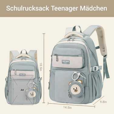 Шкільний рюкзак для підлітків (дівчаток та хлопців) - водонепроникний, великий, для школи, подорожей, повсякденного використання (блакитний)